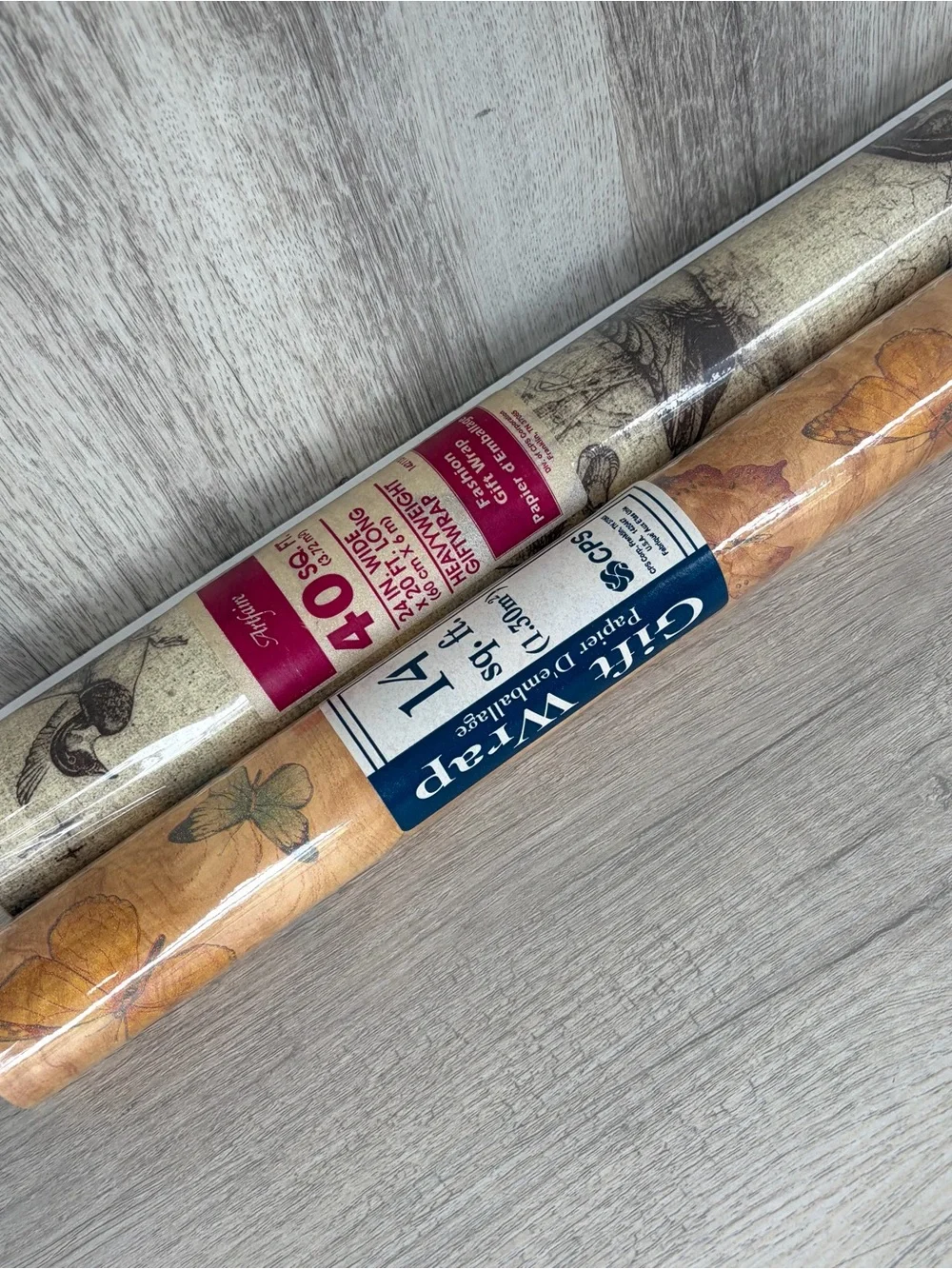 Lot Of 3 Vintage Wrapping Paper Rolls New Sealed Nature Birthday Cottage Holiday